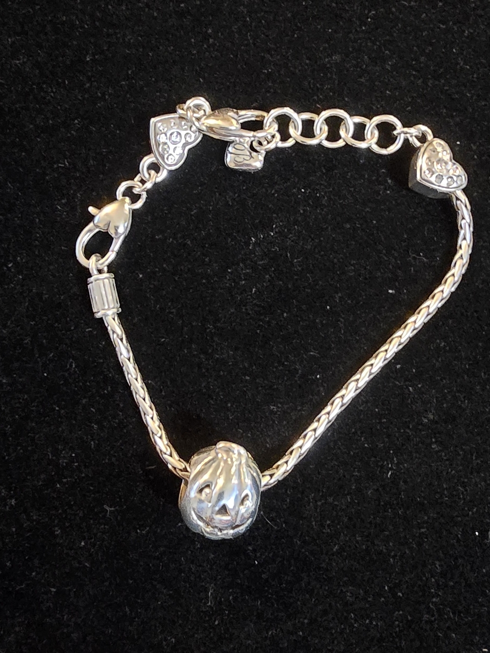 Brighton Silver Pumpkin & Heart Charm Bracelet